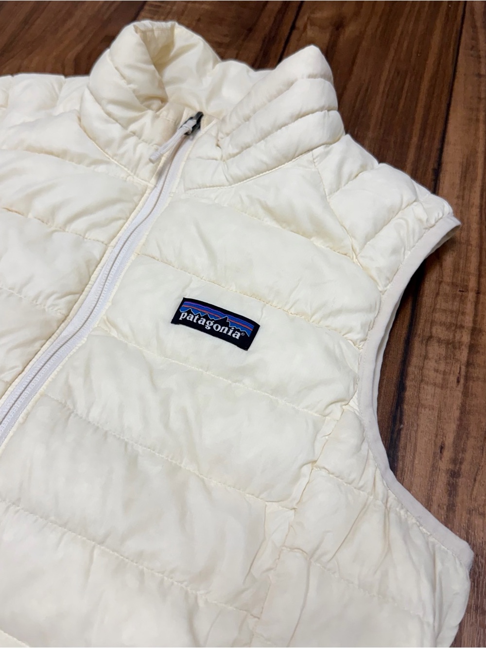 Patagonia Down Puffer Vest Cream Quilted Insulated Jacket Womens Medium - Picture 2 of 14